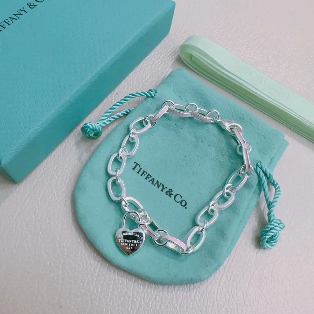 Tiffany & Co. Pink Silver Heart Lock Bracelet